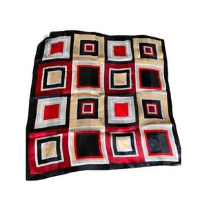 Vintage color block silk scarf Casual Corner geometric square motif 90s retro